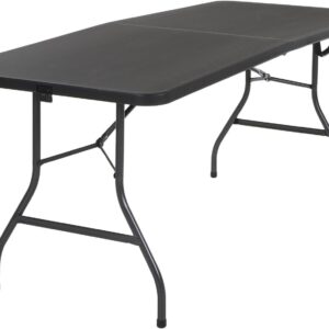 COSCO 6 ft. Fold-in-Half Banquet Table w/Handle, Black