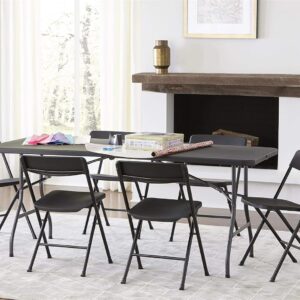 COSCO 6 ft. Fold-in-Half Banquet Table w/Handle, Black